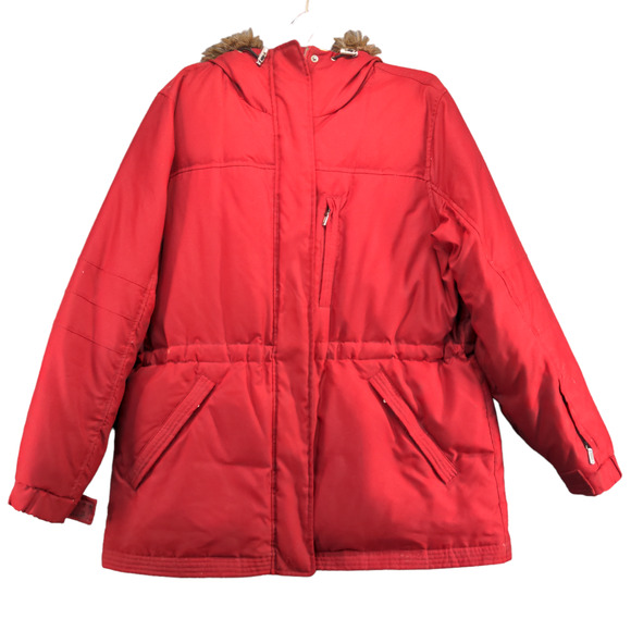 Lauren Ralph Lauren Men's Down Vegan Fur Hooded Parka Jacket Red Small - Picture 1 of 16
